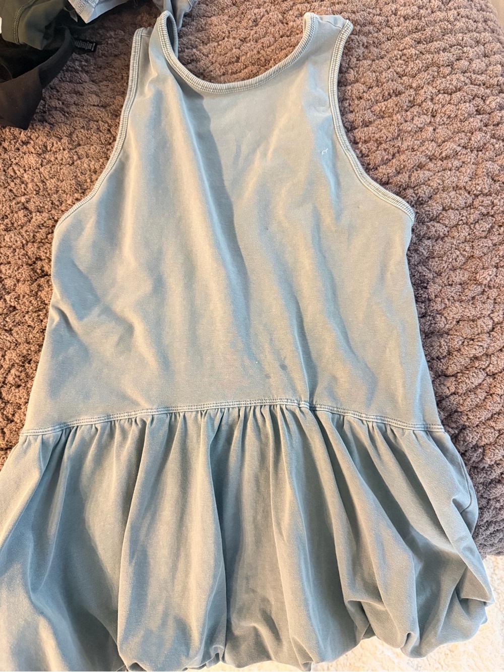 Free People Light Blue Bubble-Hem Tank Skort note spot on shirt set in picture